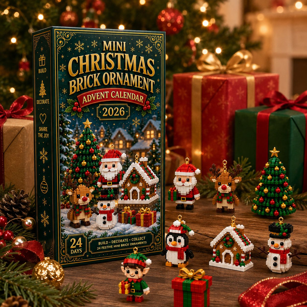 ⏳Last day to save 49% – 🎄24-Day Mini Christmas Ornament Advent Calendar | 24 unique festive buildable designs with hanging loops—perfect for decorating Christmas trees, wreaths, and holiday displays 🧱